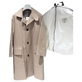 Hermès Langer Baumwollmantel Beige