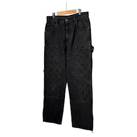 Louis Vuitton Monogram Double Knee Carpenter Denim Hose Schwarz