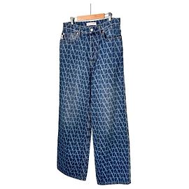 Valentino Gerade Denim-Hose Garavani mit Jacquard-Logo für Herren Blau