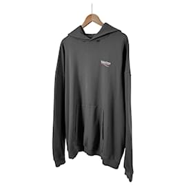 Balenciaga Distressed Political Large Fit Hoodie Grau