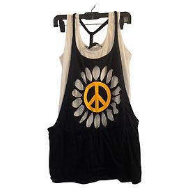 Love Moschino Baumwoll-Top mit Friedens- und Blumenprint
