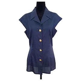Camisa azul marino Gianni Versace Couture años 1990