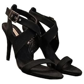Stella Mc Cartney Sandali neri in tela con tacco