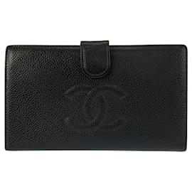 CHANEL Coco Mark Langgeldbörse aus schwarzem Leder