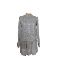 Vestido túnica plisado a rayas grises para mujer Etro