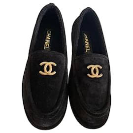 Mocassini Chanel in scamosciato nero