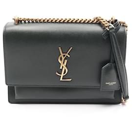 Sac à bandoulière en cuir vert Yves Saint Laurent