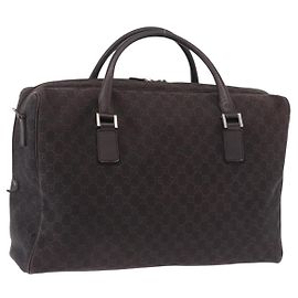 Borsa Boston GUCCI GG Canvas 2way Marrone Argento 196356 Auth mr2672