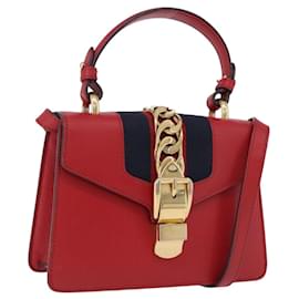 GUCCI Silvi Sherry Line Hand Bag Leather 2way Red Gold 470270 Auth ka5271 Borsa a mano in pelle GUCCI Silvi Sherry Line 2way Rosso Oro 470270 Auth ka5271