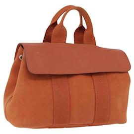 Borsa HERMES Valparaiso PM in tela e pelle Arancione Argento Auth BA14369 - Hermès