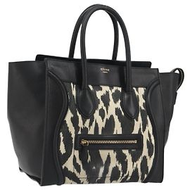Céline CELINE Luggage Hand Bag Canvas Black Gold Auth 191825V