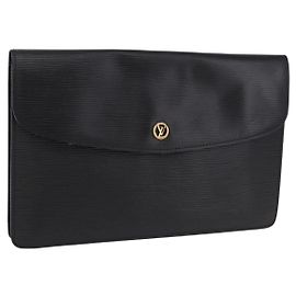 LOUIS VUITTON Epi Montaigne 27 Clutch Bag Black M52652 LV Auth 192045
