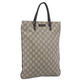 Borsa GUCCI GG Supreme in PVC Beige Argento 117551 Auth 192245