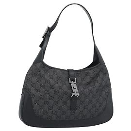 Borsa a tracolla Jackie in tela GG GUCCI Nera Argento 00963 Auth 191078V