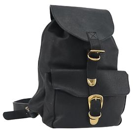 Gianni Versace Rucksack Leder Schwarz Gold Auth BA13798