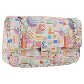 CHANEL Matelasse 25 Chain Bag Lamb Skin Multicolor Silver CC Auth 190690SM