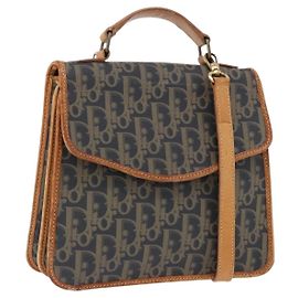 Borsa Christian Dior Trotter Canvas PVC 2way Navy Gold Auth 192200