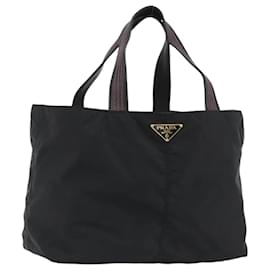 PRADA Tote Bag Nylon Schwarz Gold Auth 192232A - Prada