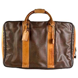 Borsa da viaggio vintage Etro in tela rivestita marrone tan
