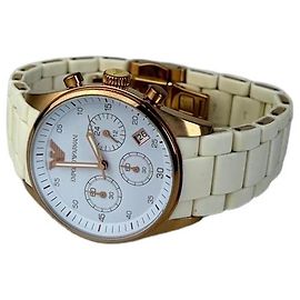 Orologio Vintage Emporio Armani in ceramica e acciaio inossidabile Bianco Rose Gold