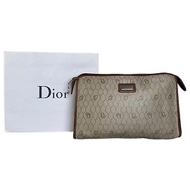Beauty case Vintage Dior in tela rivestita Beige Marrone