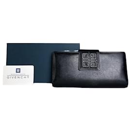Vintage Givenchy Ledergeldbörse Schwarz mit Goldverschluss