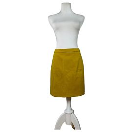 Falda vintage Balenciaga de mezcla de algodón amarillo mostaza S