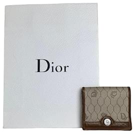 Portafoglio Vintage Dior in tela monogramma beige marrone
