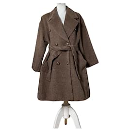 Cappotto vintage Givenchy in misto lana marrone e oro M