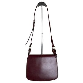 Borsa a tracolla Vintage Cartier in pelle liscia bordeaux e oro