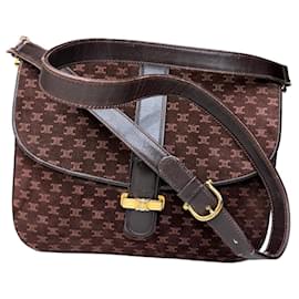 Vintage Celine Monogram Canvas Schultertasche Braun Gold - Céline