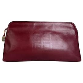 Clutch in pelle vintage Givenchy bordeaux e oro