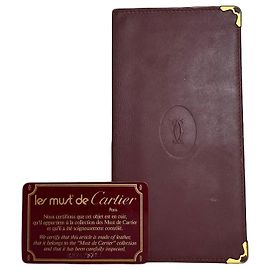 Vintage Cartier Leder Portemonnaie Lang Bordeaux Gold