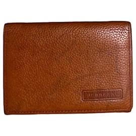 Portacarte in pelle testurizzata vintage Burberry marrone