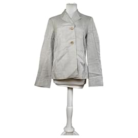 Vintage Celine Seidenblazer Creme Goldene Knöpfe M - Céline