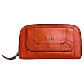 Chloé Portafoglio con zip in pelle martellata vintage Chloe Arancione Oro