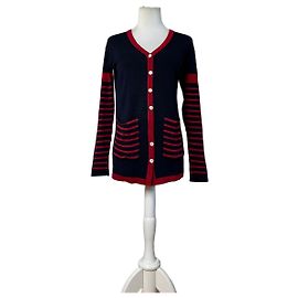 Vintage Dior Cotton Cardigan Navy Red M