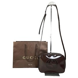 Borsa a tracolla in pelle vintage Gucci Soho Marrone Scuro Oro