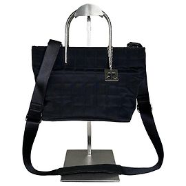 Vintage Courreges Chain Shoulder Bag aus Nylon in Schwarz und Silber