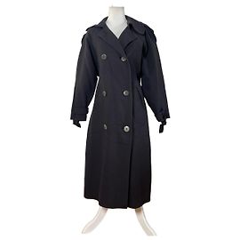 Salvatore Ferragamo Vintage Ferragamo Trenchcoat aus Wollmischung Dunkelmarineblau L