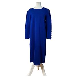 Robe en mélange de laine vintage Yves Saint Laurent Bleu vif M