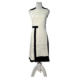 Vintage Balenciaga Strukturiertes Kleid Creme Schwarz XS