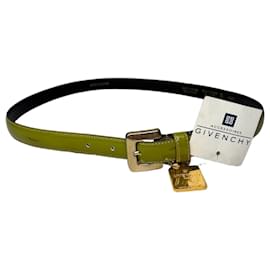 Vintage Givenchy Ledergürtel Limettengrün Schwarz Goldene Schnalle