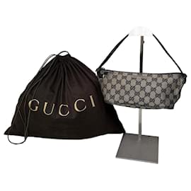 Borsa a Spalla Vintage Gucci GG Supreme in Tela Beige Nero