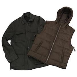 CC Collection Corneliani Wolljacke mit abnehmbarer Steppweste, Größe 50