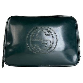 Beauty case vintage in pelle Gucci Verde scuro Argento