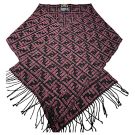 Vintage Fendi FF Monogram Shawl Black Pink