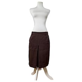 Céline Gonna in twill di cotone vintage Celine Marrone L