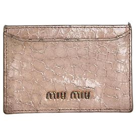 Tarjetero vintage Miu Miu con relieve de cocodrilo Rosa pálido