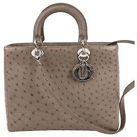 Bolso de mano 2Way Lady Dior de avestruz Large marrón